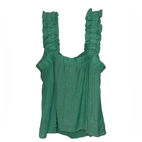 Perch By Blu Pepper Green Ruffled Tank Top Size 1X - Picture 2 of 3